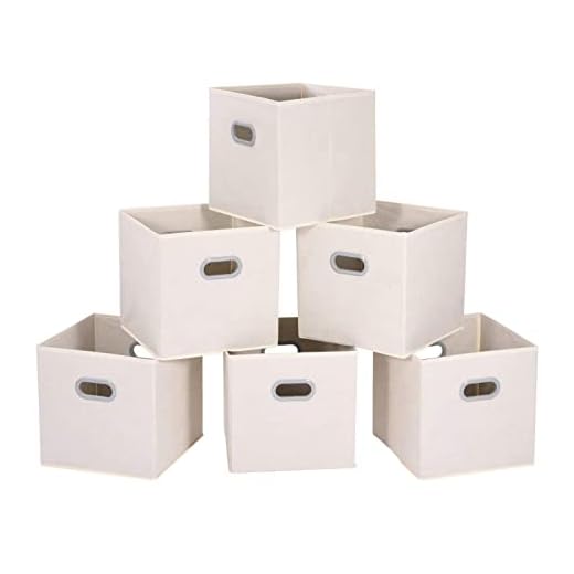 MaidMAX Storage Bins 12x12x12, for Home Organization and Storage, Toy Storage Cube, Closet Organizers and Storage, with Dual Plastic Handles, Beige, Set of 6