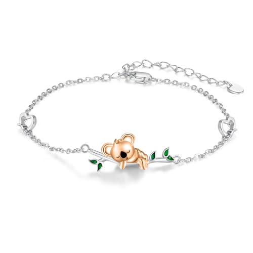 Bracelet koala argent 925 ajustable, bijou délicat pour femme élégante