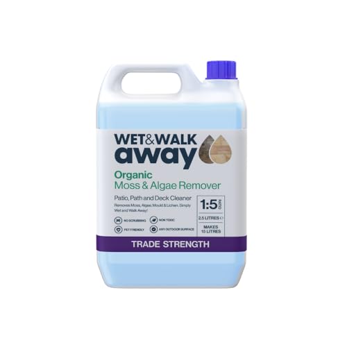 Wet & Walk Away Concentrate - Organic Moss & Algae Remover for Garden Spaces – Brighten and Clean Your Patio, Indian Sandstone, Driveway, Decking, Astroturf & Bricks – Covers up to 150m² – 2.5 Litres