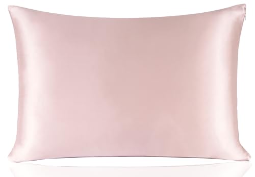 ZIMASILK 100% Pure Mulberry Silk Pillow Cases for Hair and Skin Health,Soft and Breathable,Both Sides Premium Grade 6A Silk, with Hidden Zipper,1pc (King 20"x36", Pale Pink)