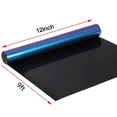Image of FUNKAKA Chameleon HTV Heat Transfer Vinyl Rolls, 12 inch X 9ft Blue to Purple