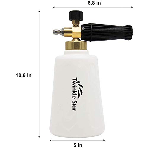 Twinkle Star Foam Cannon Snow Foam Lance with 1/4" Quick Connector, 5 Nozzle Tips for Pressure Washer Gun, 1.5 Liter