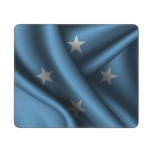 Tapis De Souris Drapeau en Soie des États Fédérés De Micronésie Mousepad De Bureau avec Bords Surpiqués Tapis De Bureau Mouse Pad pour Ordinateur Gaming Bureau 25X30Cm