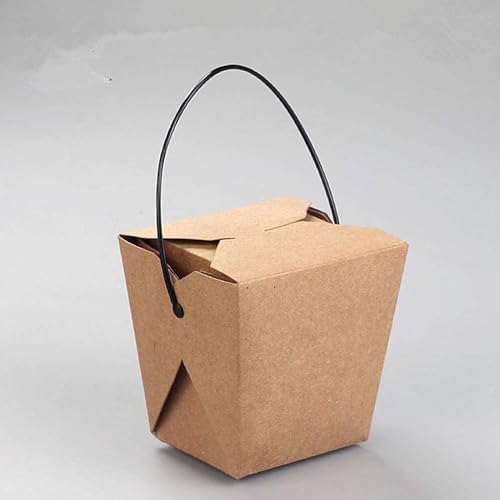 Vexnar 生分解性クラフト紙 使い捨て弁当箱・ランチボックス 持ち手付き 780ml 食品容器 耐油・漏れにくい テイクアウト お持ち帰り 麺類・サラダ・お粥に最適 BBQ ピクニック ケータリング 業務用 100個 (780ml)