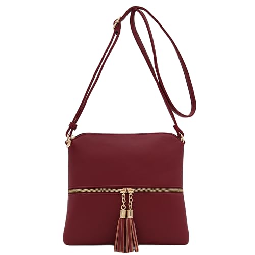 Image of DELUXITY Lightweight Medium Crossbody Bag with Tassel