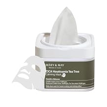 Mary&May CICA Houttuynia Tea Tree Calming Mask - Daily Pull Out Sheet Mask for Instant Soothing & Moisturizing - Korean Skincare, Hypoallergenic and Cruelty-Free, 30 Sheets