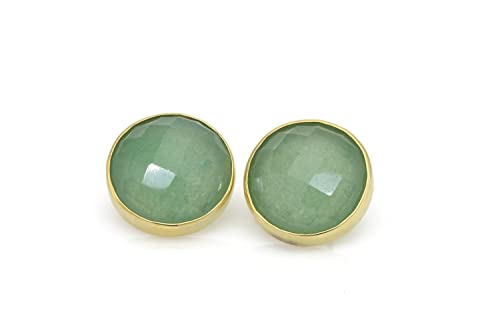 Boucles d'oreilles en or massif avec aventurine verte d'exception