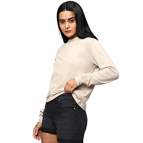Image of Hubberholme Women's Winter Wear Cotton Blend Quote Print Crew Neck Sweatshirt