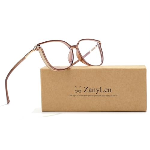 ZanyLen Medium Blue Light Glasses For Woman Computer/Game/TV/Mobile Phone Glasses Blue Light Blocking Glasses Fashion Women Eyeglasses(Champagne)