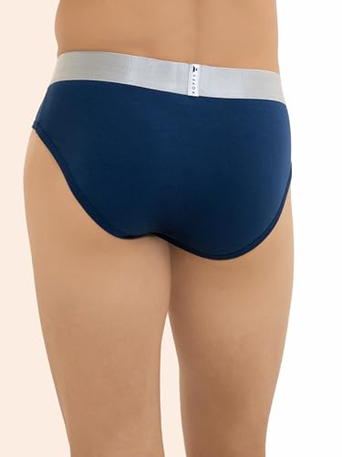 Image of KOFFY Men's Premium Cotton Lycra Brief with Minus Cutting Pouch| Silver Metallic Elastic| 4 Way Stretch| Wrinkle Free| Pack of 1