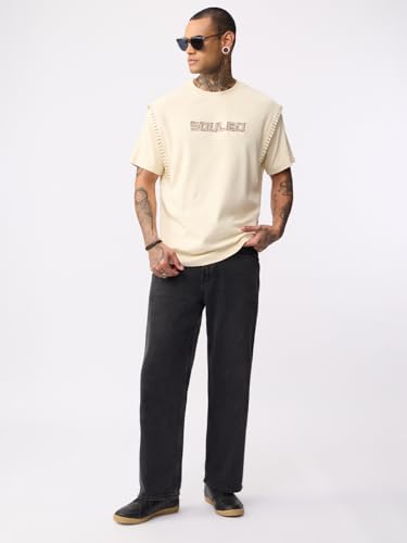 T-shirt surdimensionné col rond avec épaule brodée The Souled Store - 3