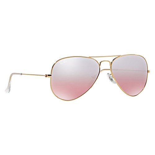 Ray-Ban AVIATOR LARGE METAL - GOLD Frame / Crystal Brown Pink Silver Mirror Lenses 62mm3