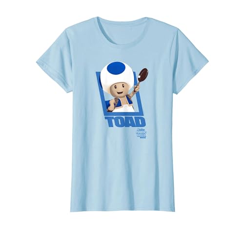 The Super Mario Bros. Movie Toad Poster Camiseta, Mujer, Azul Bebé, XL