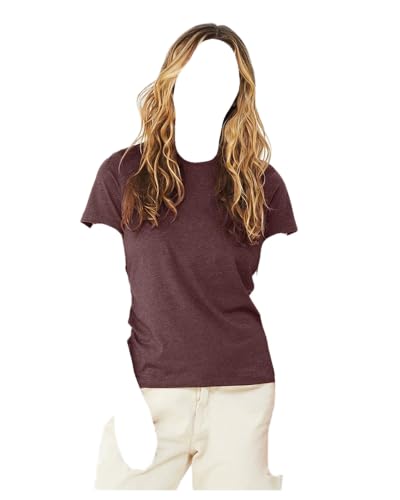 Image of Bella Canvas Ladies' Relaxed Heather CVC Short-Sleeve T-Shirt, Heather Maroon, XL