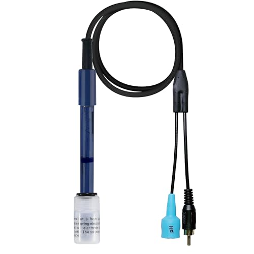 Apera Instruments 203DJ-F in-line ATC Double Junction Long-Life pH/Temperature Electrode pH Sensor pH Probe for General Water Solutions with BNC/RCA Connector