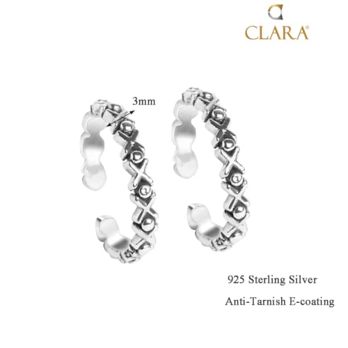 Image of Clara 925 Sterling Silver Size Adjustable Toe Rings Pair Gift for Women