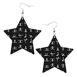 Pendientes de calavera de yoga para mujer, aretes de gota de estrella, elegantes joyas colgantes para reuniones formales, One Size, Cuero