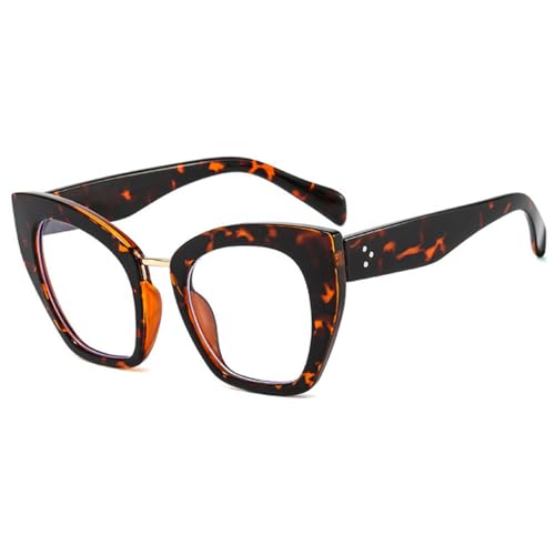 Lunettes transparentes léopard oversize au style œil de chat unique