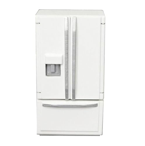 Image of EatingBiting 1:12 Scale 1 /12 Mini Furniture minihouse Kitchen White Refrigerator Fridge with 2 Doors Furniture Accessories Wooden Refrigerator Fridge Freezer
