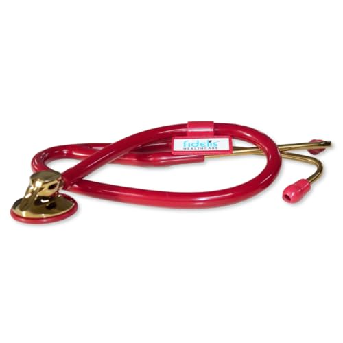 Image of Fidelis Healthcare Single Head Cardio Gold Cardiology Stethoscope Red Edition for Doctors, Medical Professionals & Students | Premium Acoustic Chestpiece, Lightweight Flexible Tube Clinical Gear