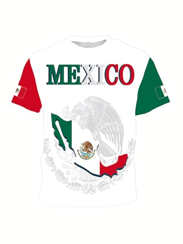 Mexico T-Shirt Mexican Flag Shirt Unisex Round Neck Short Sleeve 3D T-Shirt Top3