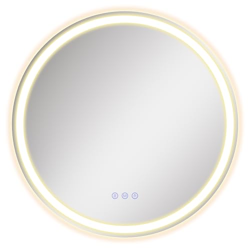 Funzione antiappannamento, sempre chiaro: La funzione antiappannamento, controllata dal tasto a touch, può riscaldare lo specchio trucco con luci per evitare la condensa e mantenere chiaro lo speccho, ideale per uso nel bagno