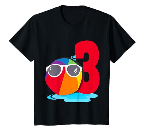 Beach Ball Sunglasses Birthday Shirt 3 Year Old Pool Party T-Shirt