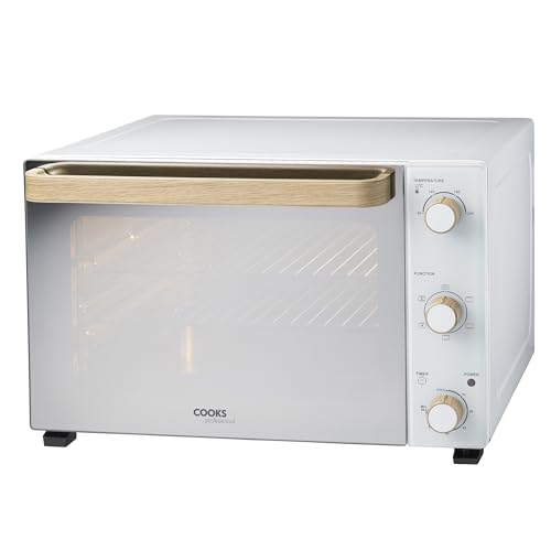 Cooks Professional Mini Portable Oven | Electric Multi Function Countertop Cooker | 48L Capacity |Adjustable Temperature Control & Timer | 1500W | Includes Roasting Dish & Wire Rack | White Nordic