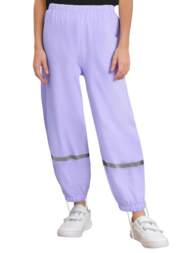 Aislor Kids Girls Boys Rain Pants Reflective Strip Waterproof Windproof Outdoor Play Mud Dirty Proof Trousers Rain Wear