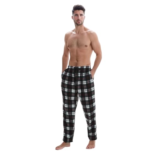 SaneShoppe Pantaloni invernali da uomo in pile termico, caldi, comodi, taglie M-3XL, confezione da 1 o 3 pezzi, morbidi indumenti da casa a quadri, soffici, 2 tasche, con coulisse, pigiama da uomo,