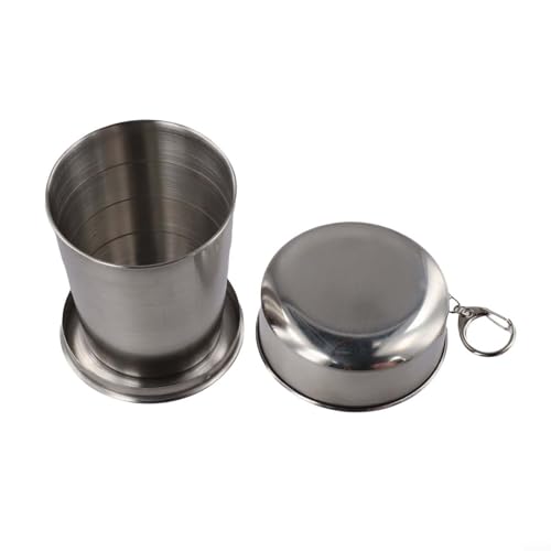 Taza de café plegable de acero inoxidable con tapa, 250 ml, para uso diario en el trabajo, viajes y casa (tamaño grande de 250 ml) - imagen 3