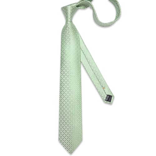 Image of DiBanGu Mens Silk Plaid Tie and Pocket Square Set | Elegant Silk Formal Tie Set, Woven Check Necktie and Cufflinks Tie Clip Set, Perfect for Wedding Party, Comes in Gift Box