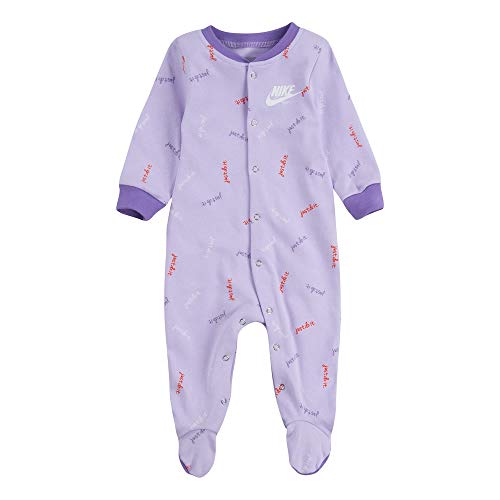 Nike Infant/Toddler Printed Footed Coverall (LavenderMist(60F247-P5R)/White, 6 Months)