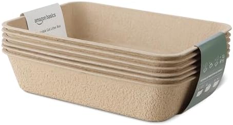 �鶹�� Basics Disposable Cat Litter Box, Multi-Use Travel & Home Box, 6-Pack, Large 36.5cm x 46cm