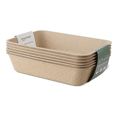 Amazon Basics Disposable Cat Litter Box, Travel & Home, Large 14.4"x18.1", 6-Pack