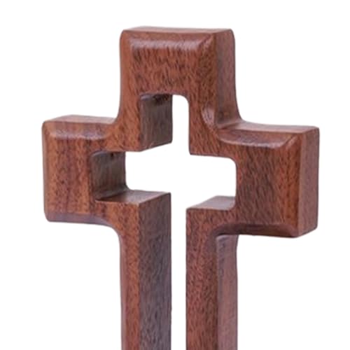 Cruz de madera decorativa con base para centro de mesa de Cristo 7