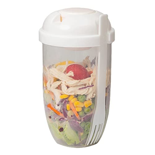 Gardez une tasse de shaker à salade en forme, un récipient de vinaigrette à suivre, des tasses à salade de fruits et légumes portables avec...