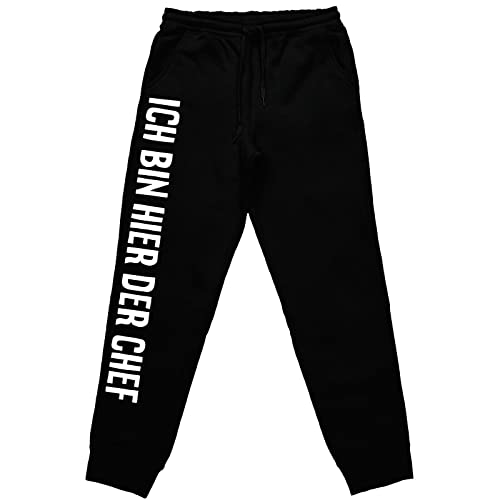 tshirtladen Ich Bin Hier der Chef Jogginghose mit lustigem Spruch Statement, Farbe: Schwarz, Größe: XXXXL