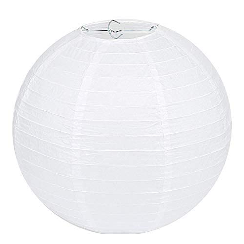 Other Unique White Round Paper Ribbed Lampshade Lantern Bamboo, Classic 30cm / 12", 60W Lampshade, Pack of 1
