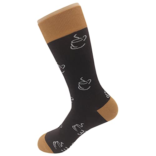 Simple Coffee Dress Socks Funny Novelty Crazy Fun Design Men Size 8-12 Cotton Casual Crew Colorful Funky Fancy Socks Gift for Men3