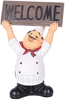 URMAGIC Chef Figurine with Welcome Sign Board/Chalkboard, Chef Decor Statue,Resin French Cook Figurine,Kitchen Decor,Cook Statue,Kitchen Restaurant Decor Ornaments