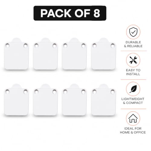 Image of Automatic Wardrobe Cabinet Door Light Switch, Push-to-Off Door Activated Switch for Wardrobe, Closet, Cupboard, Cabinet & Furniture Lights, White, Pack of 8