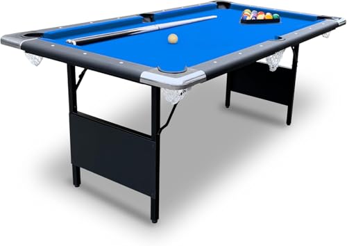 Pre-Sale Customized Products 6 Ft Portable Pool Table, Adults Folding Billiards Tables for Game Room Easy Storage, Includes Full Set of Billiard Balls, Cues, Chalk & Brush