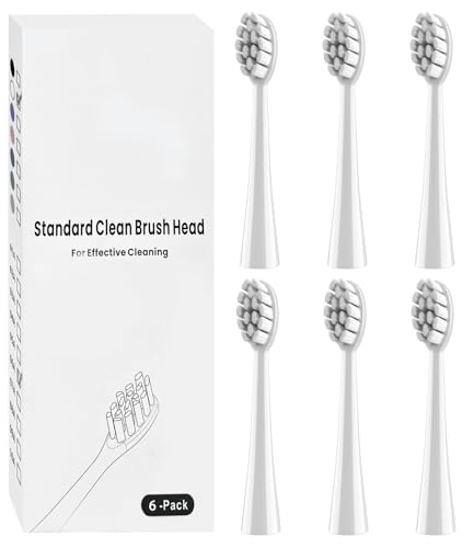 6 Pack Gum Care Replacement Brush Heads Compatible with Oclean Electric Toothbrush Heads for Oclean Spark, Flow, X Pro, X Pro Elite, X Pro Digital, X Lite, X Ultra, Air2, F1 (White)