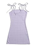 Floerns Women's Plaid Print Mini Cami Bodycon Dress Lilac Purple M