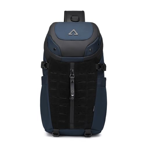Image of FANDARE Sling Shoulder Backpack Personal Flex Bag for Men Chest Bag Slim Sling Bag Casual Large Capacity Sling Bag Multi Pockets Sling Crossbody Bag for Hiking Cycling Outdoor Travel Daypack Blue