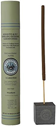 Nantucket Spider Bundle | Garden Repellent Sticks 14 Pack and Incense Stick Holder | Repels Mosquitoes & Flies | Long Lasting | Soapstone Block, Handmade Bamboo Based Sticks | Woodland