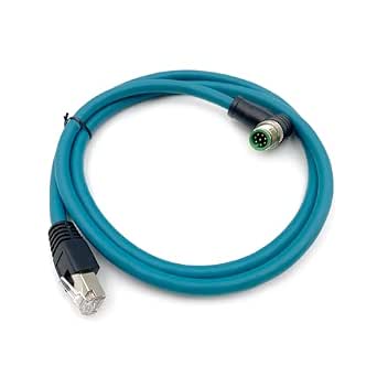 6.56ft M12 8 Pin A Code Male Right Angled to RJ45 Male Ethernet Cable, Shielded Cat6, 2 Meter