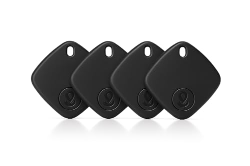 4 Pack Oscanna Bluetooth Tracker – compatible with Apple Find My Network, IP67 Waterproof, Real-Time Location, Pet & Item Finder (4Pack Black)