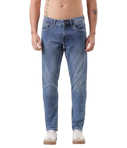 Image of TURMS Men's Cool Tech Jeans All Degree Anti Odor UV Protectant Travel Edition Mid Rise Denim Pants | Stretchable Comfort Cotton Rich
